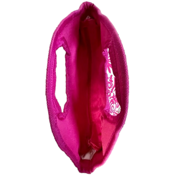 Hot Pink & White Damask Pattern Neoprene Lunch Tote - Picture 5 of 5